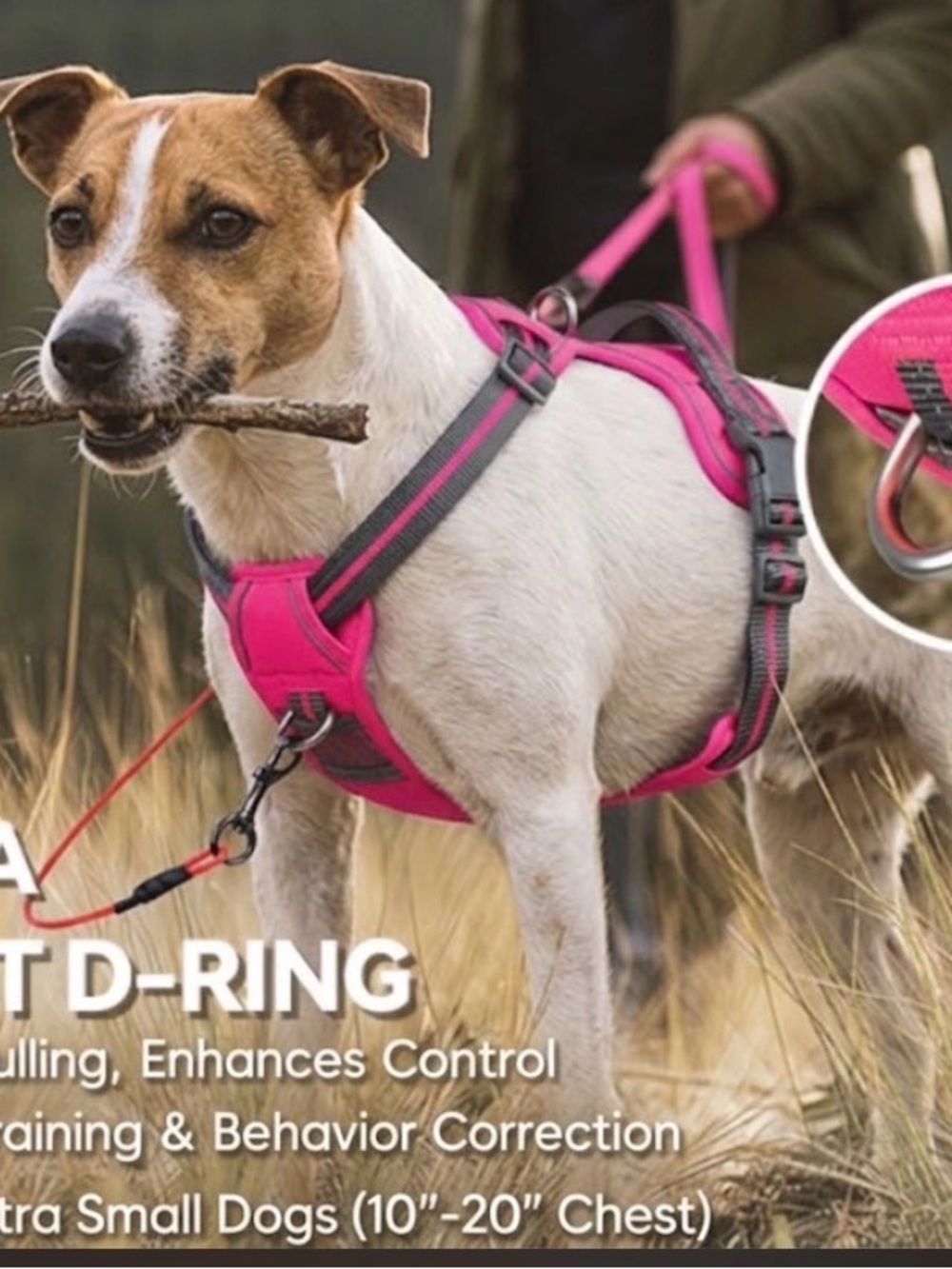 No Pull Dog Harness Vest, XS, Pink - Patterned 10"-20" chest